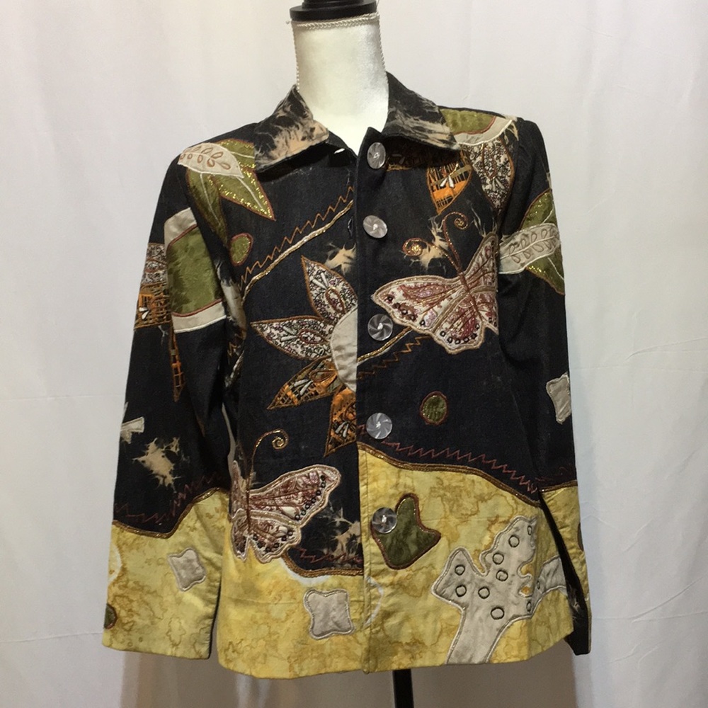 INDIGO MOON BEAUTIFUL EMBELLISHED APPLIQUÉ JACKET
